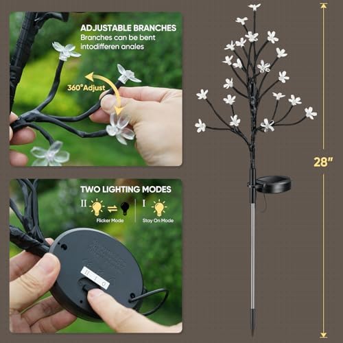 4 Pack Solar Garden Lights Outdoor, Solar Lights Outdoor Flowers - Image 4