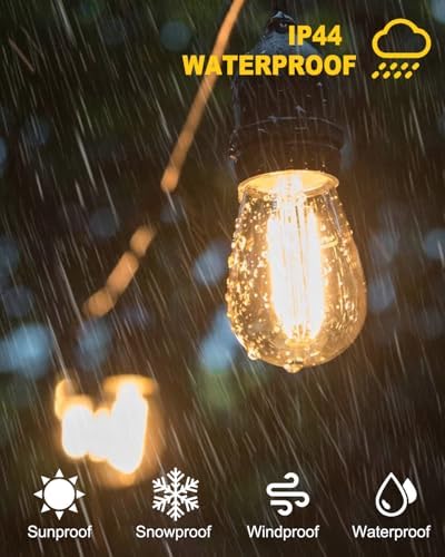 BRIMAX 2W 100FT Outdoor String Light Commercial Grade with 32 S14 LED Bulbs - Image 6