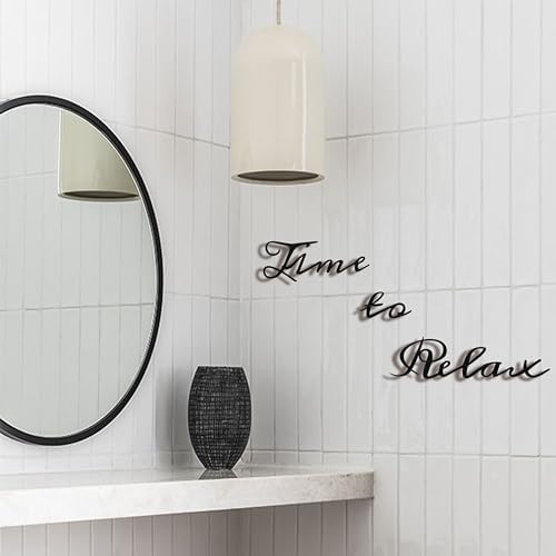 Metal Bathroom Wall Decor, 3D Time to Relax Sign for Spa, Black Letter Art - Image 6