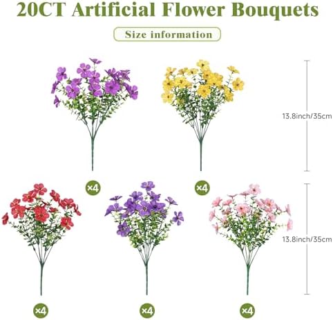 Alupssuc 20 Bundles Artificial Flowers for Outdoor Indoor Decoration - Image 3
