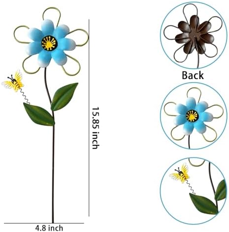 Metal Flowers for Outside, 4-Pack Decorative Garden Stakes - Image 4