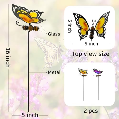 Butterfly Garden Stakes,Butterfly Kit Made of Glass and Metal - Image 2