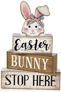 Moucuny 4 Pcs Easter Bunny Wood Signs Farmhouse Tiered Tray Table Decor by Moucuny