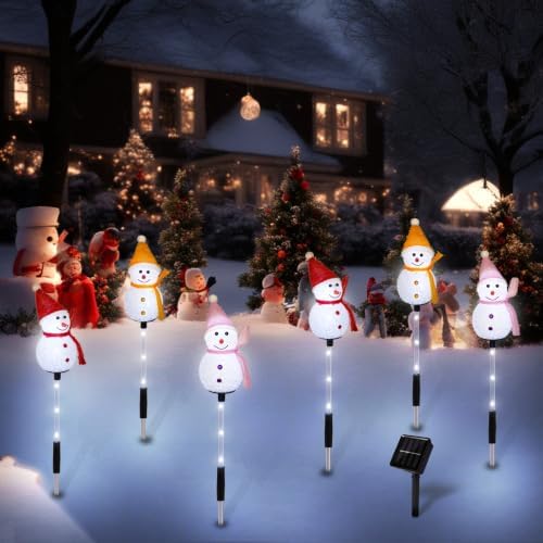 Solar Christmas Snowman Pathway Lights Outdoor Decoration, 6 Pack - Image 6