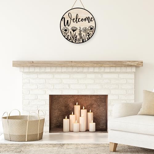 JarThenaAMCS 3D Black Wildflower Welcome Door Sign Daisy Floral Wooden Hanging Sign Rustic Flower Front Door Hanger for Spring Indoor Outdoor Farmhouse Home Porch Window Decor - Image 3