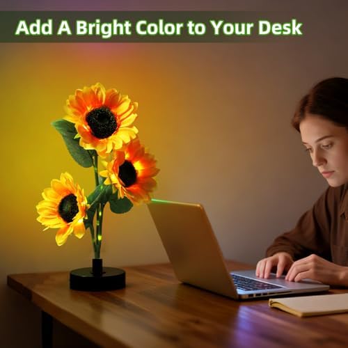 Sunflower Solar Flowers Lights - Solar Garden Lights Outdoor Waterproof, 40 Hour Solar Powered Outside Decor Decoration for Yard Patio Pathway Lawn, Birthday Gifts for Mom, 2pcs - Image 5