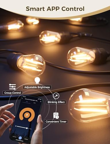 XMCOSY+ Outdoor String Lights,72.5FT Smart Dimmable Edison Bulb Patio Light - Image 2