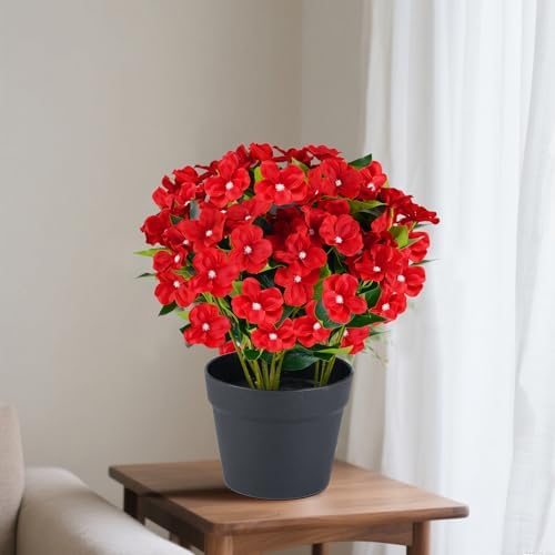 Artificial Impatiens Flowers in Pot for Outdoor 14 Inch - Image 6