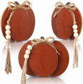 Cinnvoice 3 Pcs Fall Pumpkin Decor, Brown Wooden Tabletop Signs, 4.7 in by QinYee