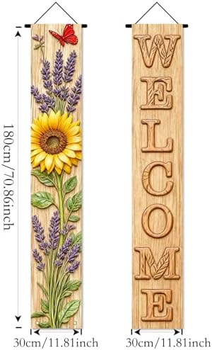 Nuxovilar Sunflower Lavender welcome Banners 12x70 Inches Polyester - Image 2