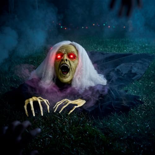 JOYIN Zombie Halloween Decoration Outdoor Witch Groundbreaker Halloween Graveyard Decor Outside, Scary Zombie Props with Sound Effect & Lighted Eyes for Haunted House, Lawn Yard Decorations - Image 7