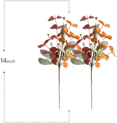 14 Inch Artificial Fall Wreath Branches, Set of 8 - Lambs Ears Eucalyptus Leaves Berry Stems for DIY Autumn Wedding Home Farmhouse Decor-Stems - Image 3