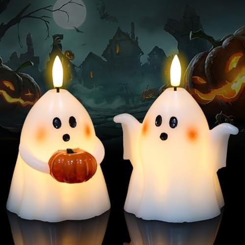 Wondise Halloween Flameless Candles with 6hrs Timer Spooky Ghost by Wondise