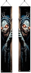 2PCS Halloween Porch Banner Scary Skeleton Demon Vertical Hanging Decorations for Front Door Outdoor Horror Welcome Door Sign Spooky Party Decor Haunted House Entrance Backdrop 71 x 12 Inch by Unknown