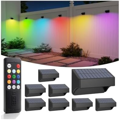 ZCXLIGHT 8 Pack Solar Fence Lights ，10 Fixed Colors ＆ RGB Color Changing by ZCXLIGHT
