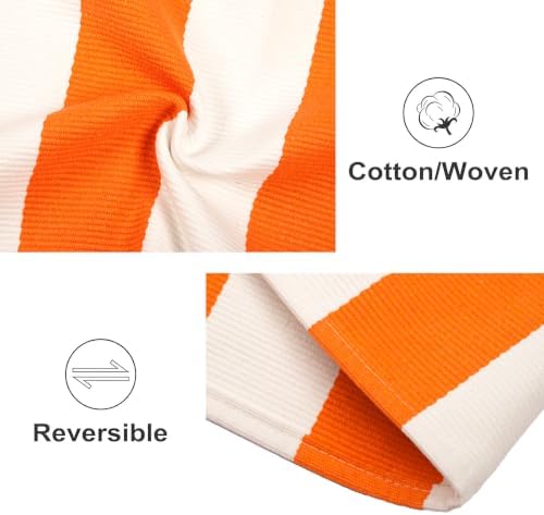 Fall Front Door Mat Outdoor 24"x35",Orange White Striped Layered Doormat - Image 2