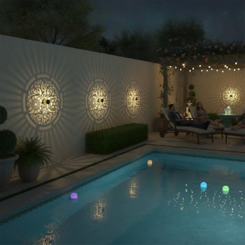 gardencave 4 Pack Solar Fence Lights Metal Solar Powered Outdoor Wall Deck Step Lights Tree Theme Waterproof Fence Light for Garden Post Patio Backyard Yard Decor (Tree, 4 Pack) - Image 4