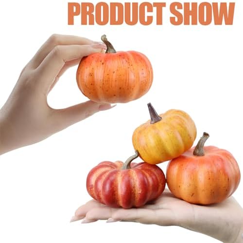 Realistic Mini Pumpkin Decor Indoor 16PCS Artificial Pumpkins for Fall Decorations for Home Fall Centerpieces for Tables Outdoor Thanksgiving Halloween Party/Berries Maple Leaf Autumn Fillers decor - Image 5