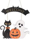 Halloween Door Sign Decorations for Front Door Black Cat Pumpkin Ghost Wreath Yard Wall Decor for Fall Home Halloween Party Outdoor Indoor Decor by PerseveranceTrade