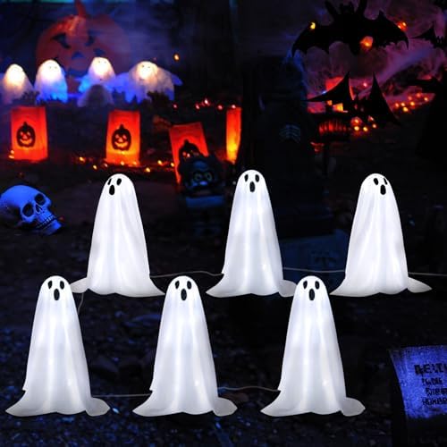 Halloween Decorations, 6 Pack Solar Ghost String Stake Lights 12.8 FT by Beterayillumination
