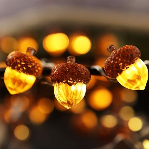 Fall Decoration for home 3D Acorn Lights Thanksgiving Décor Fall Garland Decorative Cute Fairy Lights Outdoor Waterproof Battery Operated Autumn Lights 30LED 10ft Christmas Window Room Decor - Image 3