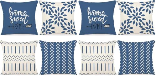 YCOLL Pillow Covers 18x18 Set of 4, Modern Sofa Throw Pillow Cover, Decorative Outdoor Linen Fabric Pillow Case for Couch Bed Car，Light Blue (Pack of 2) by PillowCoversExpert