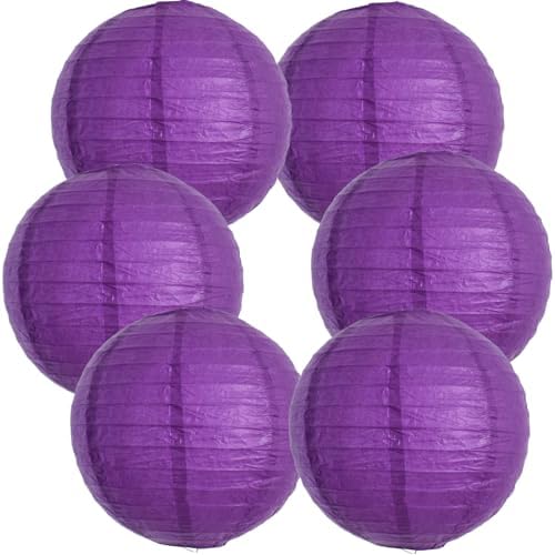 BEISHIDA 12 Inch Purple Paper Lanterns 6Packs Hanging Round Chinese Lantern by Beishida