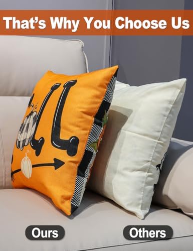 multiwins Fall Decorations Set of 4 Double-Sided Print Pillow Covers 16" x 16", with 8 Cute Fall Decor Patterns, Soft Linen Throw Pillow Covers for Outdoor & Indoor Use, Perfect for Thanksgiving - Image 4