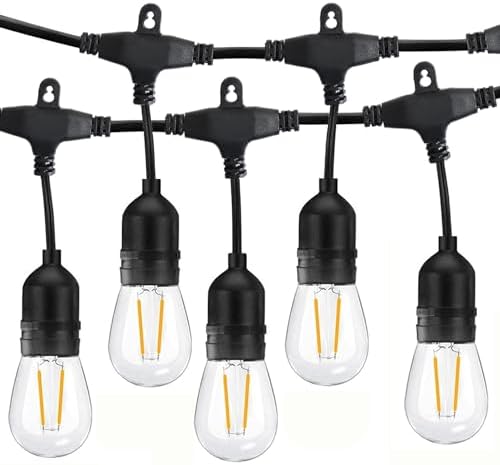 Outdoor String Lights 12FT with 5 Shatterproof S14 LED Bulbs by LangPlus