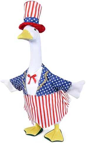 4th of July Patriotic Porch Goose Outfit for 23” Lawn Goose, Independence Day Goose Clothes and Hat, Yard Statue Costume 250th Anniversary US Memorial Day Garden Patio Outdoor Decor by Unknown