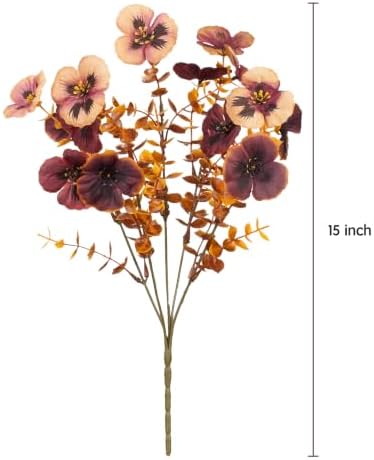 16 Bundles Fall Outdoor Artificial Pansy Flowers Autumn Garden Decor - Image 6