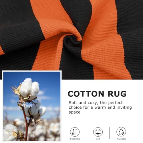 IOHOUZE Fall Striped Outdoor Rug 4x6, Washable Porch, Orange Black - Image 6