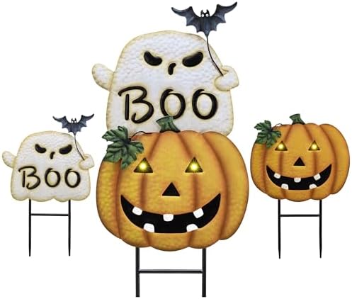 TERESA'S COLLECTIONS Outdoor Halloween Decor Ghost Pumpkin Yard Stake by TERESASCOLLECTIONS