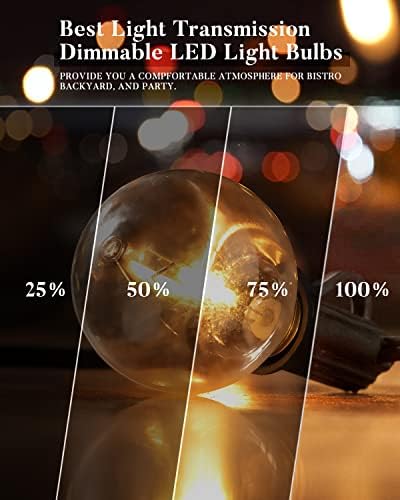 Lightdot LED Outdoor String Lights 50FT Patio Lights with 16 Shatterproof G40 Vintage Edison Bulbs, Outside Hanging Light Waterproof for Porch, Deck, Garden, Backyard, Balcony, Dimmable - Image 5