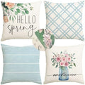 RABUSOFA Spring Summer Pillow Covers 20x20 Inch Set of 4 Waterproof Outdoor Spring Summer Decorations for Home,Blue Farmhouse Decor Throw Decorative Pillows for Couch Patio by RABUSOFA