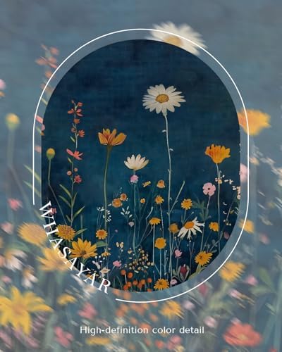 WHASAYART Botanical Floral Canvas Print 12x16 Framed Wildflower Wall Art, Rustic Dark Blue Colorful Flower Artwork, Vibrant Vintage Painting Living Room Kitchen Bedroom Hallway Home Decor - Image 4