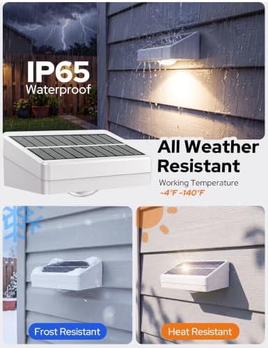 JOFIOS Fence Lights Solar Powered with Remote, IP65 Waterproof, White - Image 4