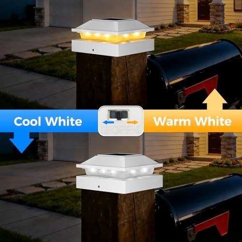 Peasur 4x4 Post Solar Lights 16 Pack, 2 Modes 16 LED Solar Post Cap Light Waterproof, Black Deck Fence Post Solar Lights Powered Outdoor, Fit 4x4 Wood/Vinyl Posts for Porch Patio - Image 2