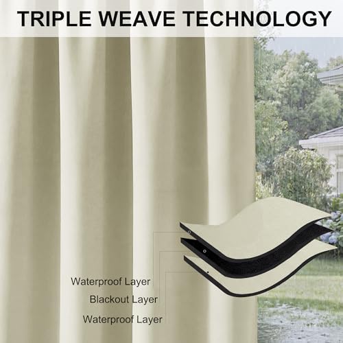 RYB HOME Extra Wide Outdoor Curtains for Patio Waterproof Privacy - Image 6