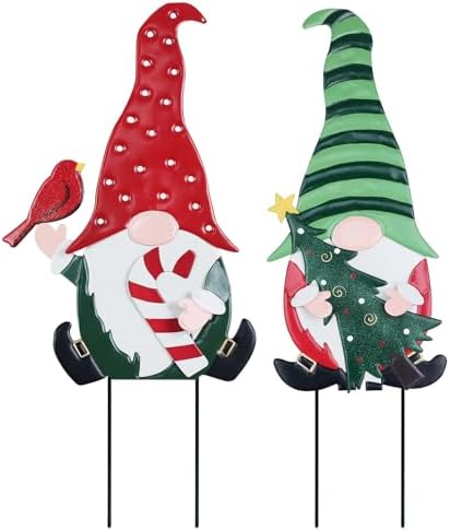YEAHOME Outdoor Christmas Decorations, 2 Pack Gnomes Decorative Garden Stakes for Christmas Decor, Metal Yard Signs Xmas Decorations for Outside Garden Yard Lawn Porch Holiday Party by YEAHOME