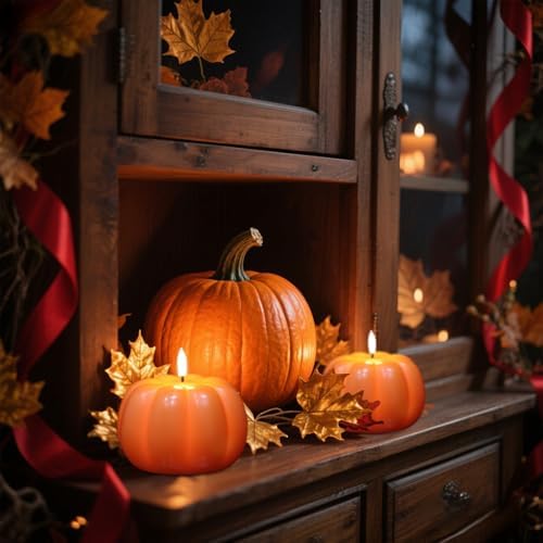 Wondise Fall Decorations Flameless Wax Pumpkin Candles with 6H Timer - Image 6