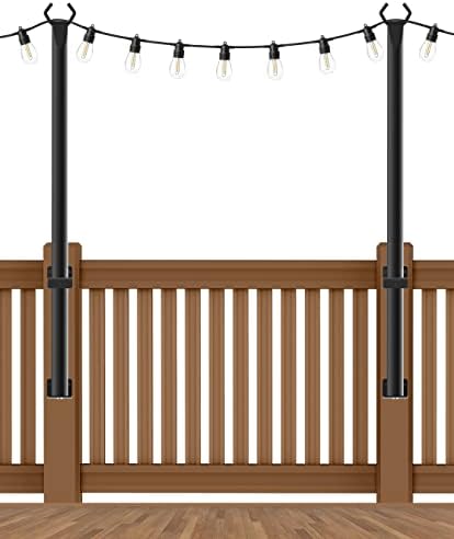 Beizelte 2 Pack 5Ft String Light Poles,Outside String Lights,Outdoor Light Poles,Metal Poles Stand for Patio,Backyard,Deck by Beizelte