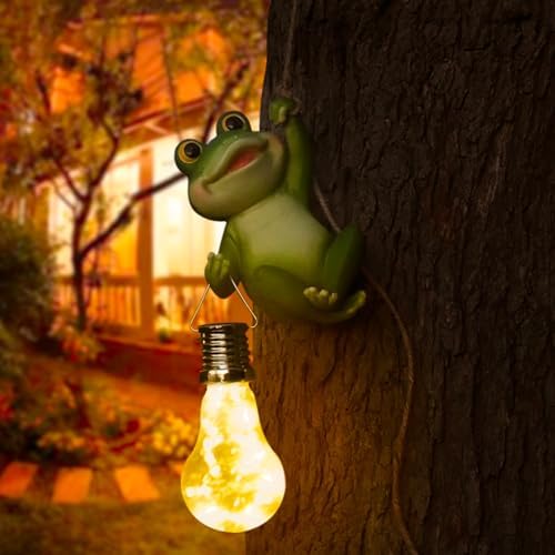 Frog Solar Lights Outdoor Garden Hanging Tree Decor Frog Figurines Yard Art - Image 2