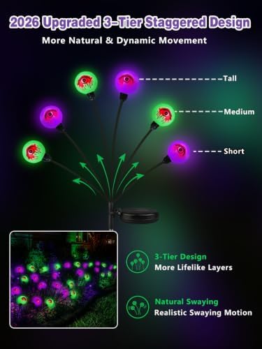 EEW Halloween Decorations Outdoor 8 Pack Eyeball Lights Purple and Green - Image 3