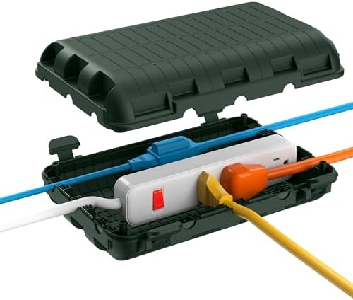 Outdoor Waterproof Electrical Box, Large Extension Cord Cover (9.05x6.61x2.67inch) Plug Protector Cable Connection Safety Box IP54 Water-resistant for Power Strip, Holiday Light and Decorations, Green by logo