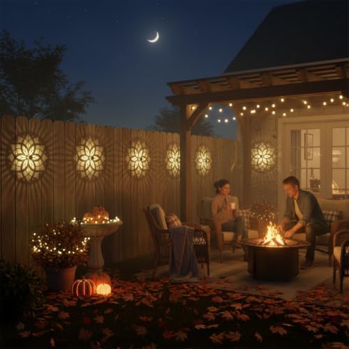 2 Pack Solar Fence Lights Metal Solar Powered Outdoor Wall Deck Step Lights Mandala Theme Waterproof Fence Light for Garden Post Patio Backyard Yard Decor, Gardening Gifts for Women Mom Grandma - Image 6