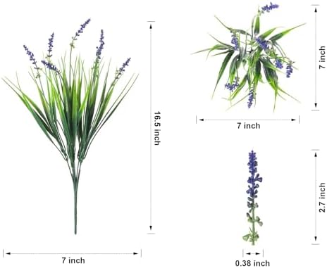 HyeFlora 20 Bundles Artificial Fake Outdoor Plants Flowers for Spring Decoration, UV Resistant Realistic Purple Plastic Flowers Faux Plant Monkey Grass for Planter Home Garden Porch Patio Window Box - Image 6