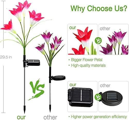 SOLARBABY Solar Lights Outdoor - Lily Flower Solar Garden Lights, 4 Pack Lights Outdoor Waterproof Multicolor Changing LED Flower with Bigger Lily for Patio Yard Pathway Balcony Outdoor Décor - Image 2