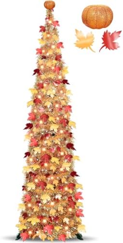 Pumpkin & Fall Decor - 6FT Pop Up Fall Tree with Lights Battery Operated by TURNMEON
