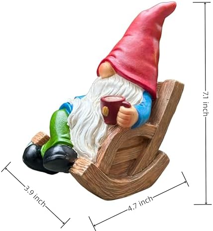 Drinking Coffee Faceless Garden Gnome Statue Decoration 7.1" Figurine Ornament for Indoor Outdoor Home Patio Yard Lawn - Image 3